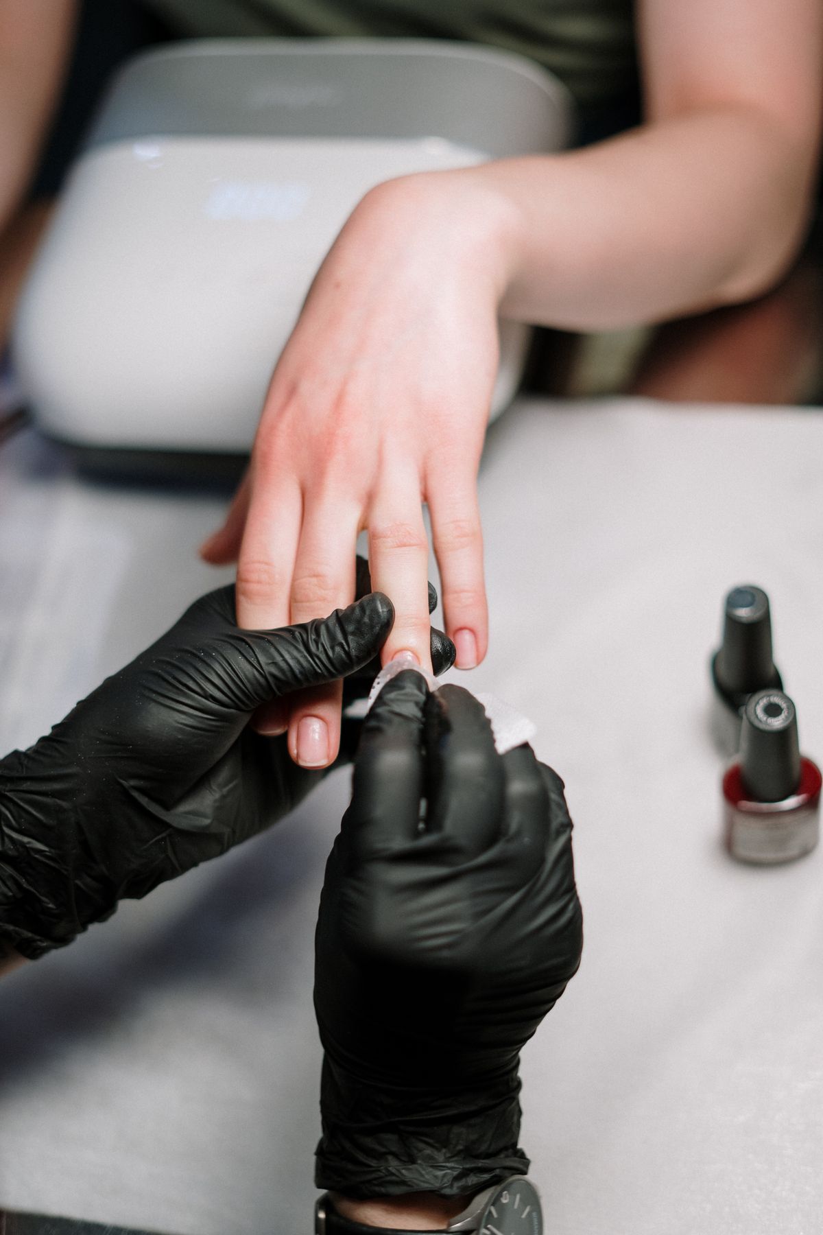 Manicure in progress at N & Y Nail Spa